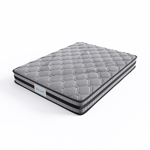 Charlotte 22cm Spring Foam Mattress Medium Firm Dark Grey - Queen