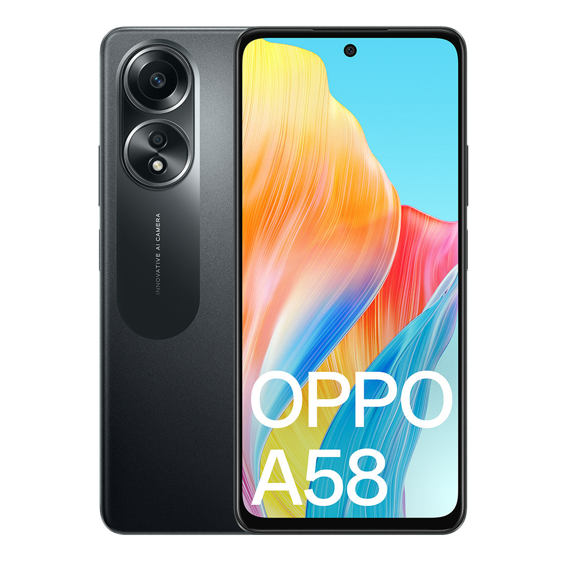 OPPO A58 (Dual Sim, 128GB/6GB) Black [Certified Refur] - Excellent
