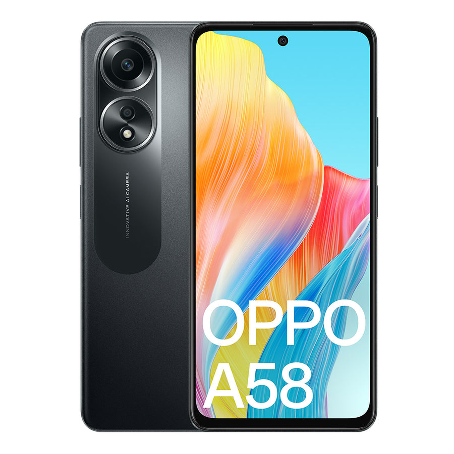 OPPO A58 (Dual Sim, 128GB/6GB) Black [Certified Refur] - Excellent