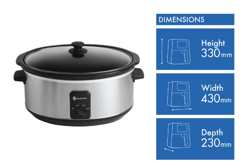 Russell Hobbs Slow Cooker 6L Glass Lid
