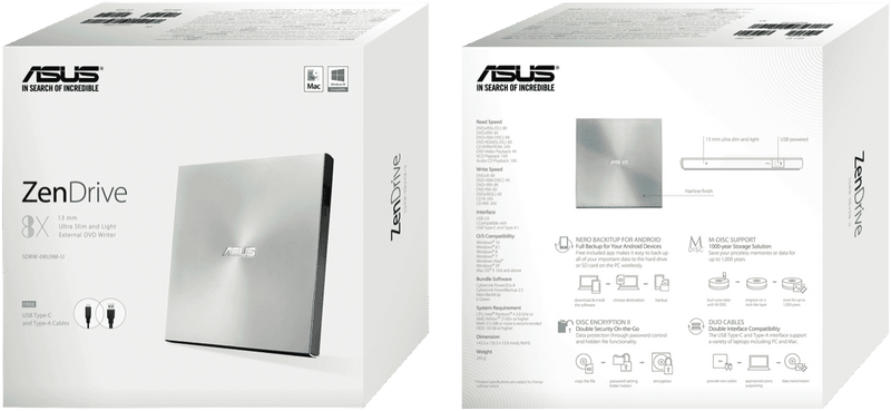 Asus Zen USB-C & A External Optical Drive