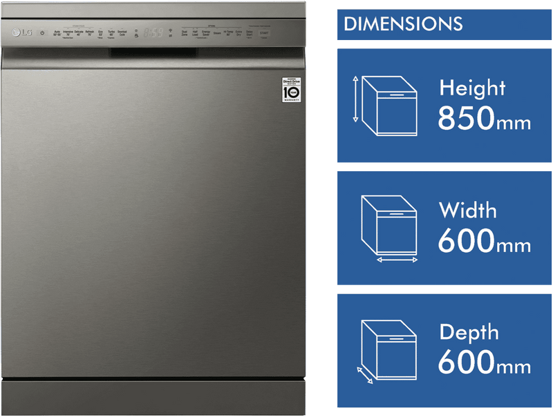 LG Platinum Steel True Steam Dishwasher