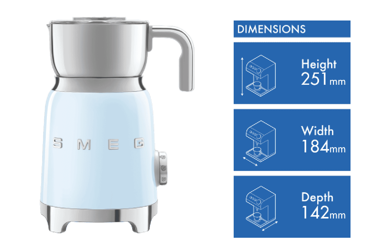 Smeg 50's Style Retro Milk Frother Pastel Blue