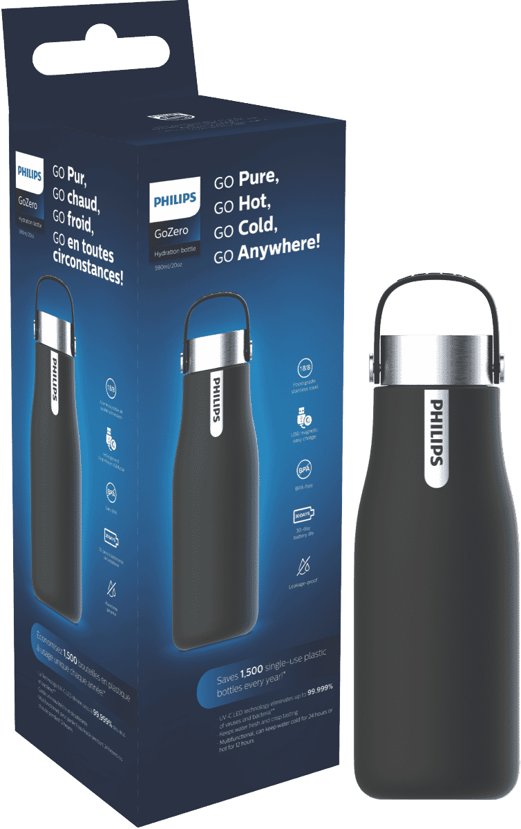 Philips Go Zero Smart UV Bottle Black 590ml