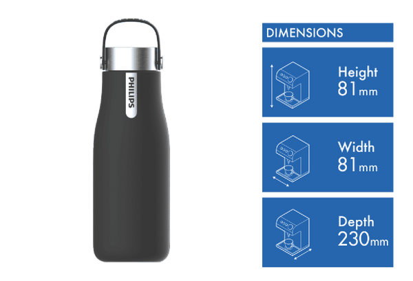 Philips Go Zero Smart UV Bottle Black 590ml