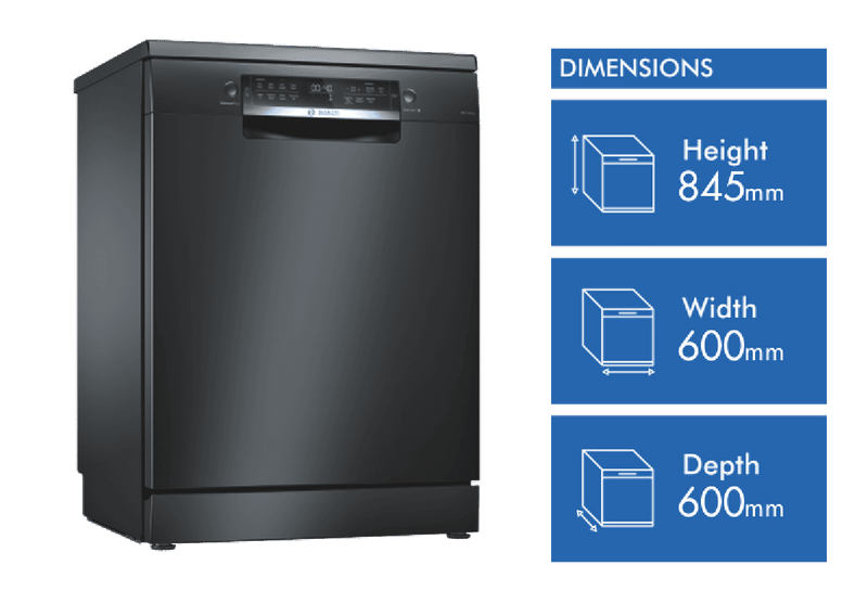 Bosch Series 6 Freestanding Dishwasher Black Inox