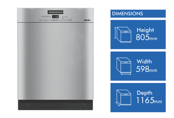 Miele 60cm Built Under Dishwasher Clean Steel