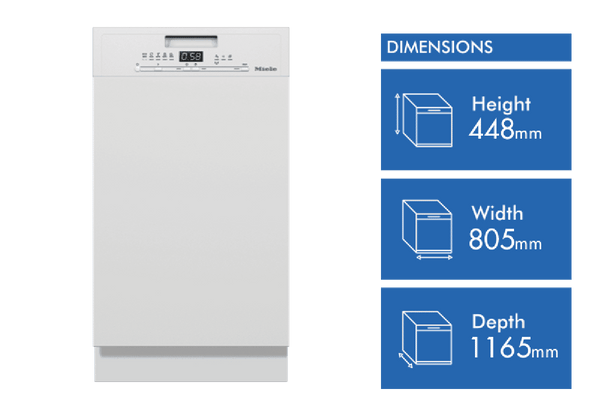 Miele 45cm Semi Integrated Dishwasher Clean Steel