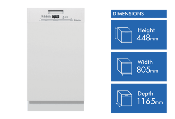 Miele 45cm Semi Integrated Dishwasher Clean Steel