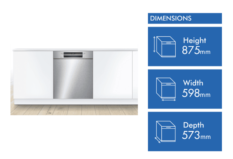 Bosch Series 4 60cm Under Bench Dishwasher Stainless Steel