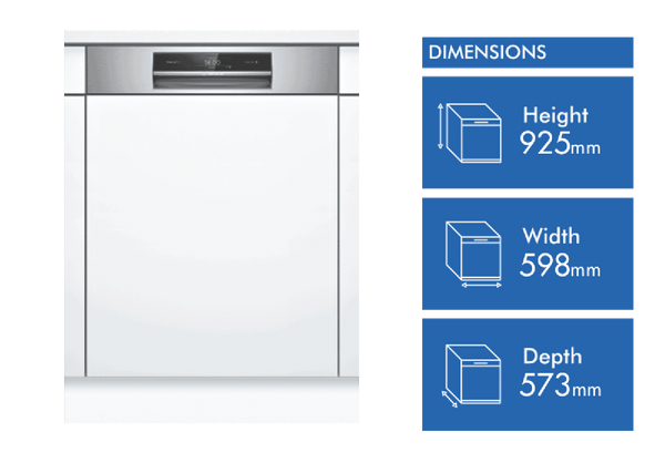 Bosch Series 8 60cm Semi Integrated Dishwasher Stainless Steel Panel