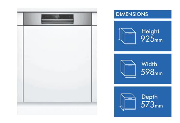 Bosch Series 8 60cm Semi Integrated Dishwasher Stainless Steel Panel