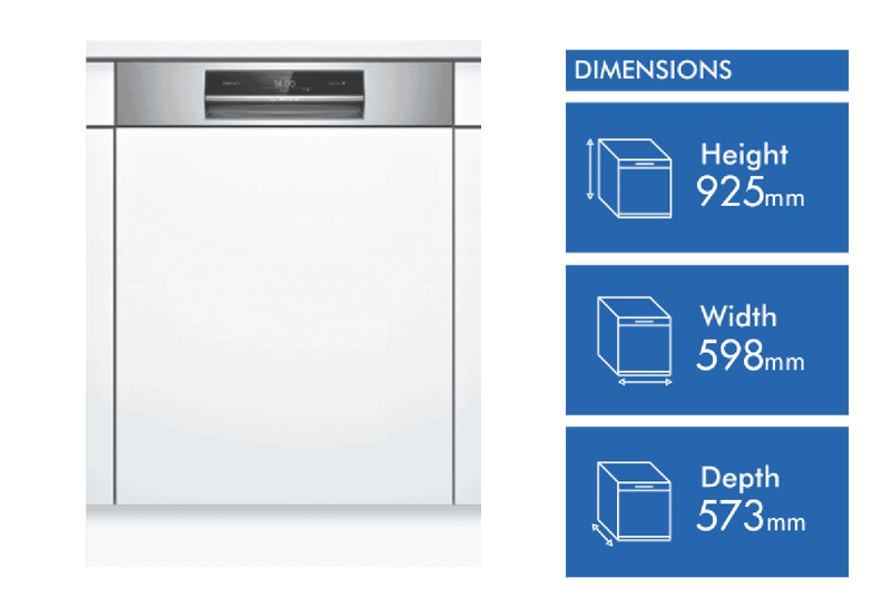 Bosch Series 8 60cm Semi Integrated Dishwasher Stainless Steel Panel