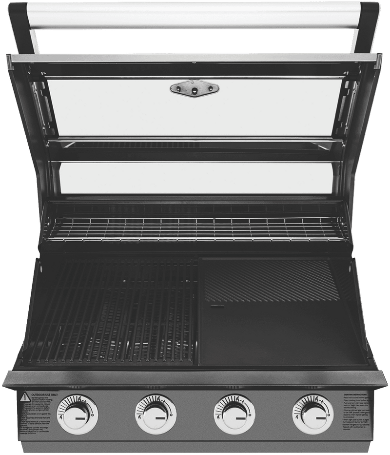 BeefEater 1600 Series Dark 4 Burner Built In BBQ w/ Cast Iron Burners & Grills - Body Only