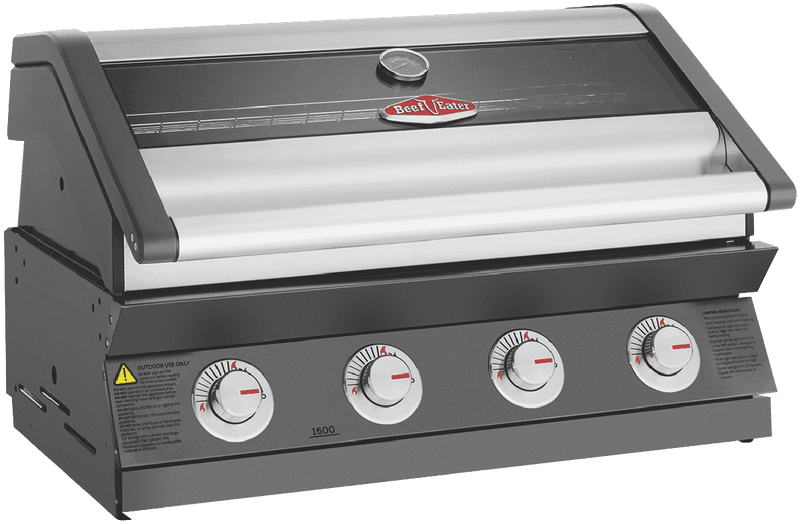 BeefEater 1600 Series Dark 4 Burner Built In BBQ w/ Cast Iron Burners & Grills - Body Only