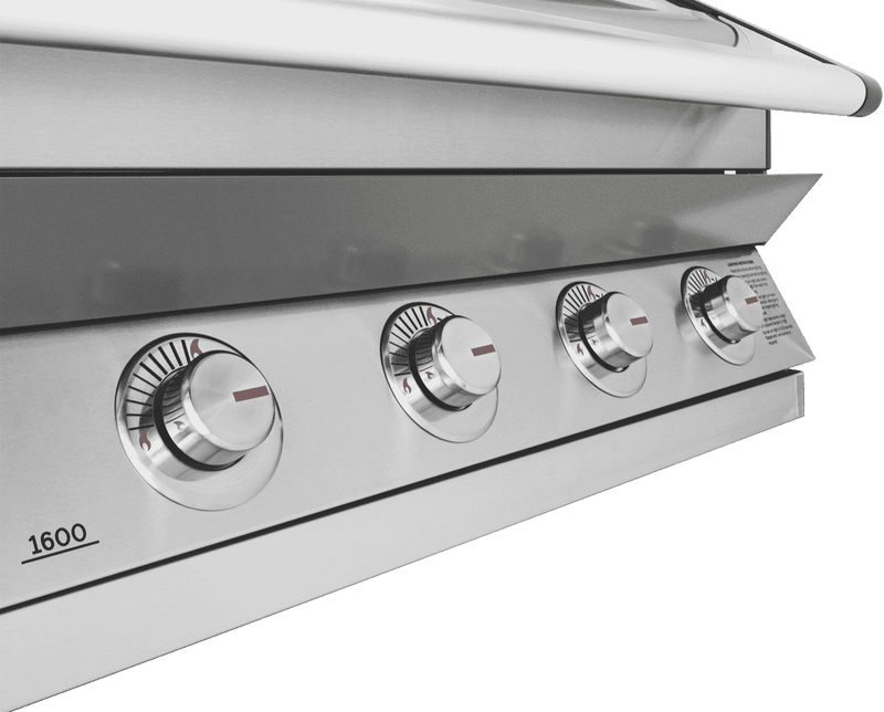BeefEater 1600 Series Stainless Steel 5 Burner Built In BBQ w/ Cast Iron Burners & Grills - Body only