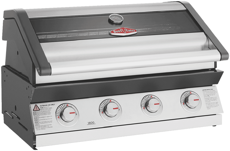 BeefEater 1600 Series Stainless Steel 4 Burner Built In BBQ w/ Cast Iron Burners & Grills - Body Only