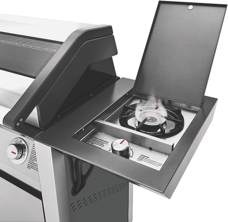 BeefEater 1600 Series Stainless Steel 4 Burner BBQ & Trolley w/ Side Burner, Cast Iron Burners & Grills