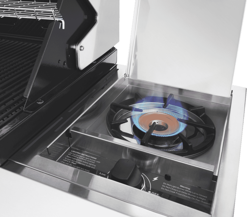 BeefEater 1200 Series Stainless Steel 4 Burner BBQ & Trolley w/ Side Burner, Cast Iron Burners & Grills