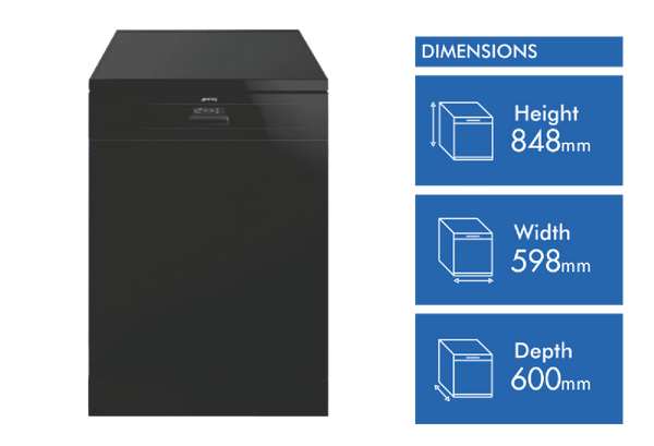 Smeg PF 60cm Freestanding Diamond Dishwasher Black