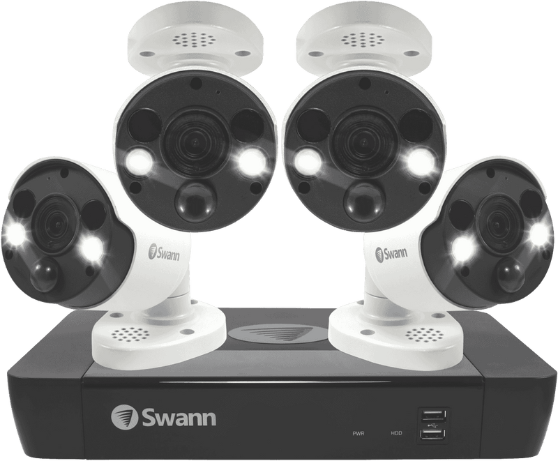 Swann 4 x Bullet w/ Spotlights Camera 8 Channel 4K Ultra HD 2TB NVR CCTV Kit