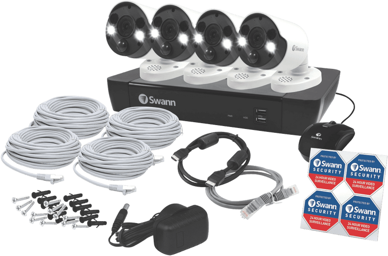 Swann 4 x Bullet w/ Spotlights Camera 8 Channel 4K Ultra HD 2TB NVR CCTV Kit