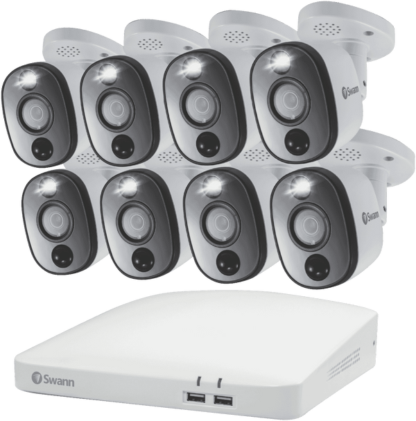 Swann 4K 8 Camera 1TB DVR Security System with Warning Light