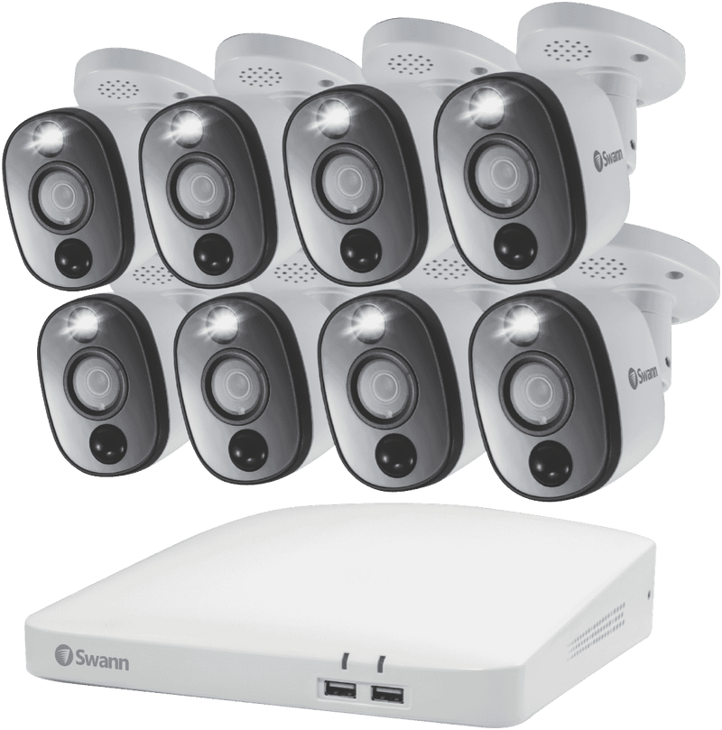 Swann 4K 8 Camera 1TB DVR Security System with Warning Light