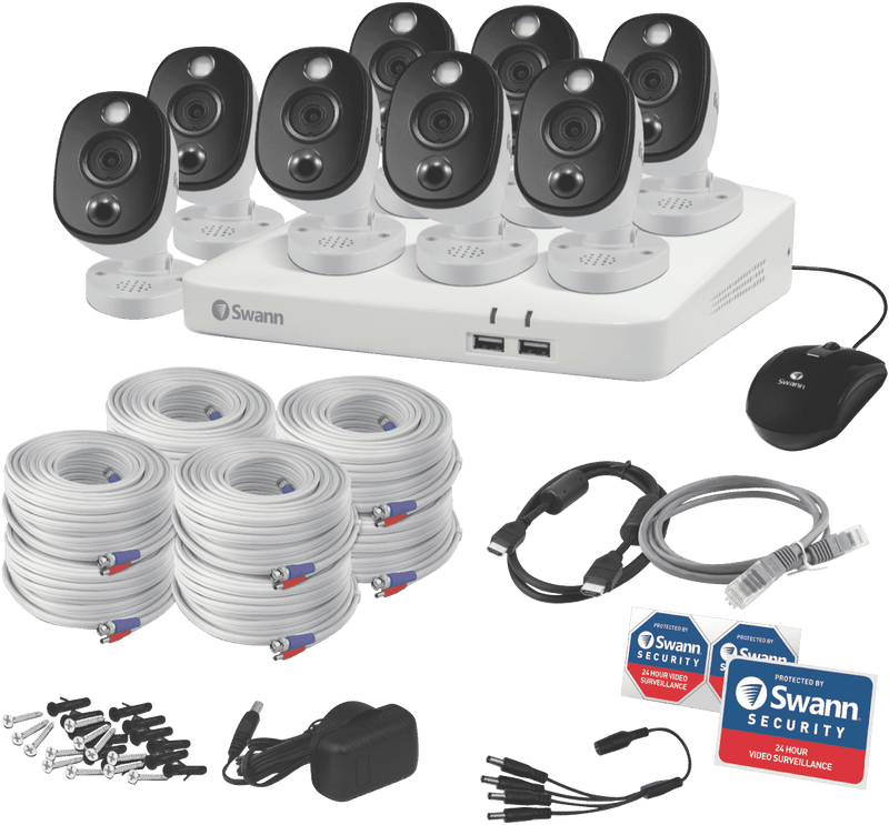 Swann 4K 8 Camera 1TB DVR Security System with Warning Light