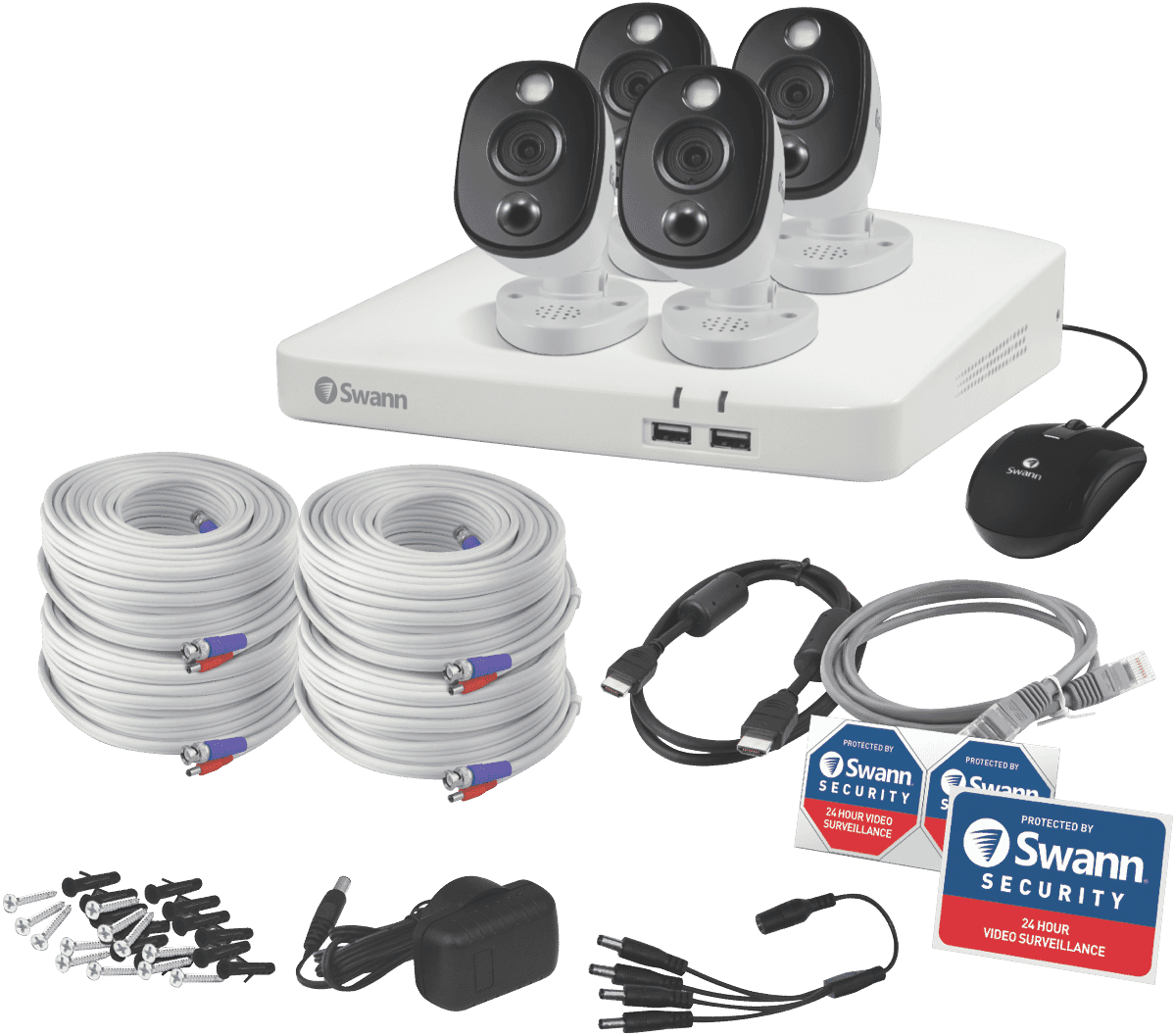 Swann 4K 4 Camera 1TB DVR Security System with Warning Light