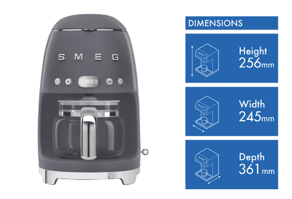 Smeg 50's Style Drip Filter Coffee Machine Grey