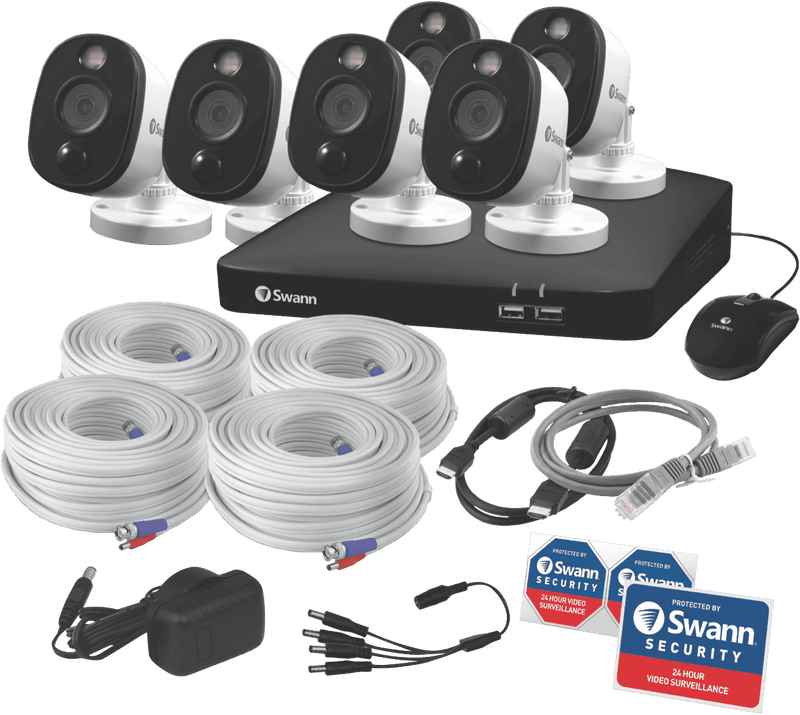 Swann 1080p 6 Camera DVR Kit with 6 Warning Light