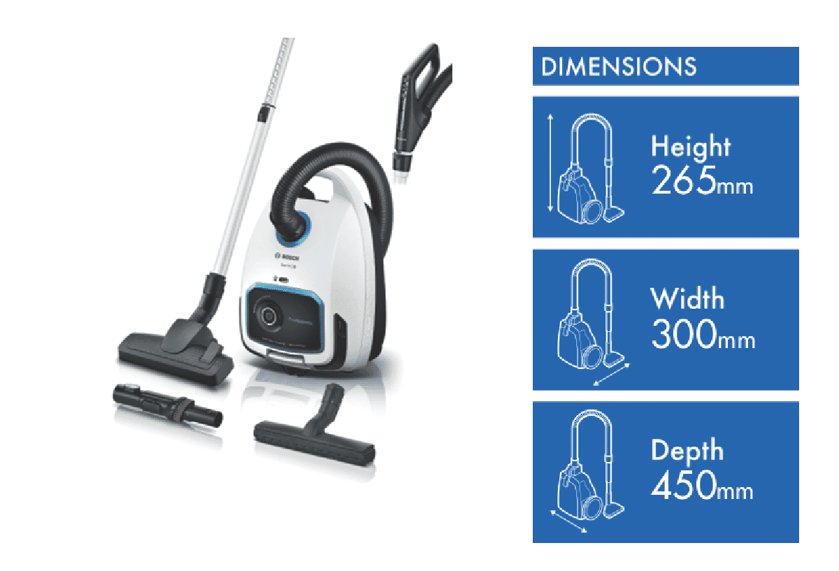 Bosch Series 6 ProHygienic Bagged Vacuum White - Layaway AU