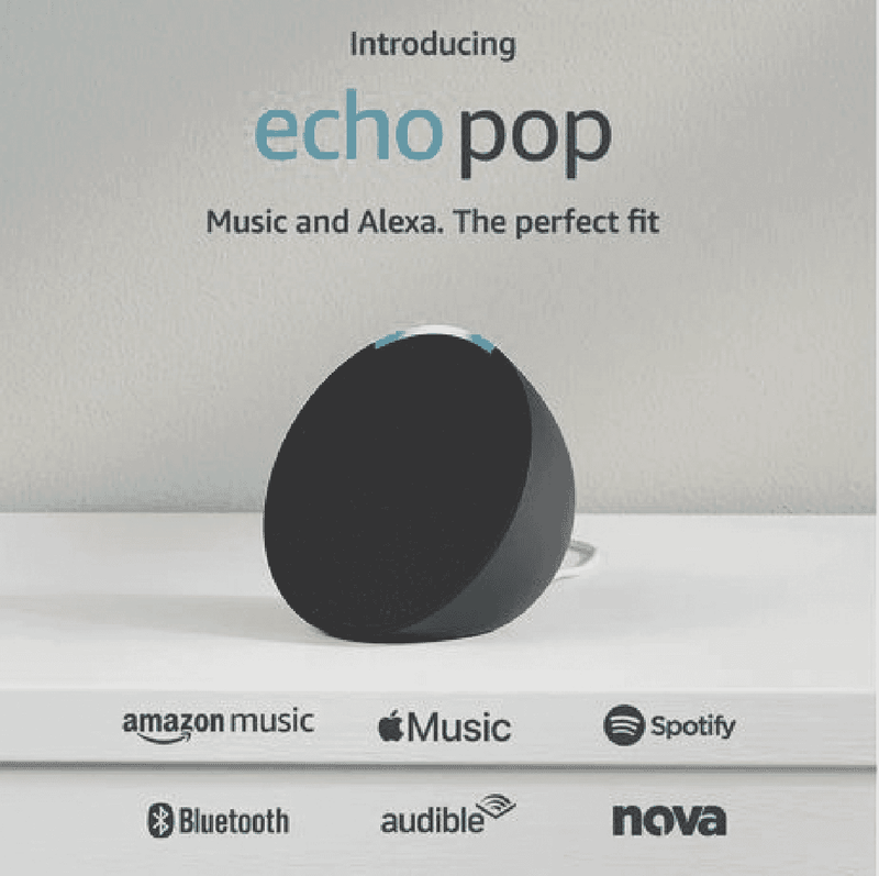 Amazon Pop Compact Smart Speaker with Alexa (Charcoal)