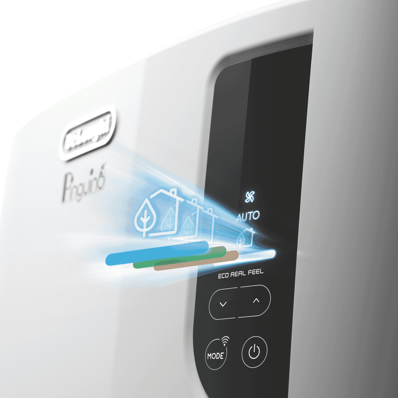De'Longhi Pinguino Care4Me PACEL112CSTWIFI, Portable Air Conditioner 2.9 Kw, MyEcoRealFeel Technology, Natural Gas R290, Energy Class A+, Dehumidification 41L/24H, App and Voice Control, White