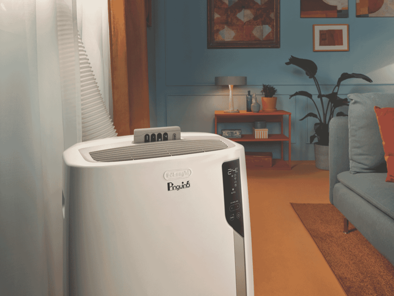 De'Longhi Pinguino Care4Me PACEL112CSTWIFI, Portable Air Conditioner 2.9 Kw, MyEcoRealFeel Technology, Natural Gas R290, Energy Class A+, Dehumidification 41L/24H, App and Voice Control, White