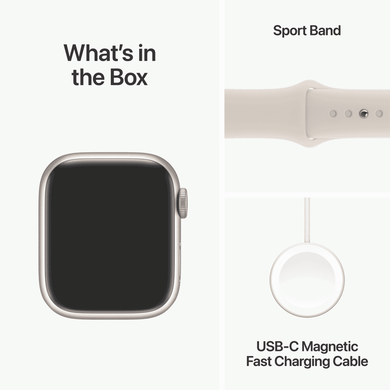 Apple Watch Series 9 GPS 41mm Starlight Aluminium Case with Starlight Sport Band - S/M