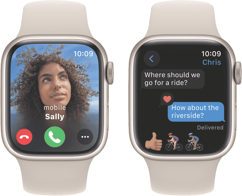 Apple Watch Series 9 GPS 41mm Starlight Aluminium Case with Starlight Sport Band - S/M