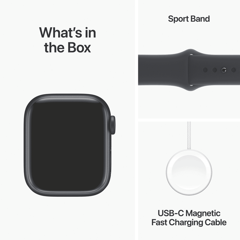 Apple Watch Series 9 GPS 41mm Midnight Aluminium Case with Midnight Sport Band - M/L