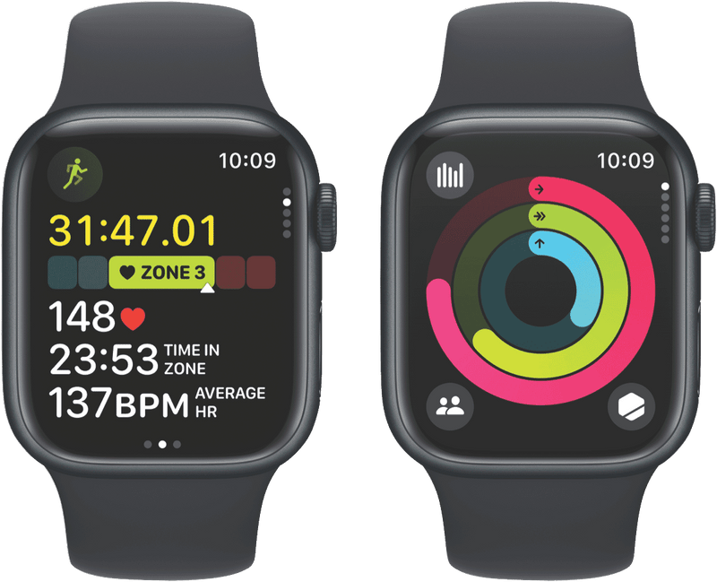 Apple Watch Series 9 GPS 41mm Midnight Aluminium Case with Midnight Sport Band - M/L