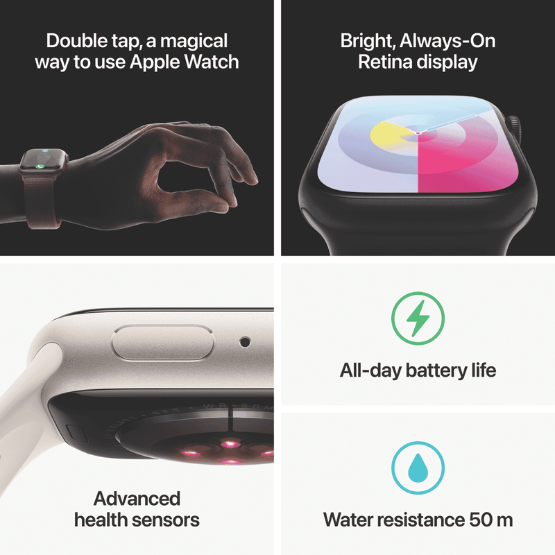 Apple Watch Series 9 GPS 41mm Midnight Aluminium Case with Midnight Sport Band - M/L