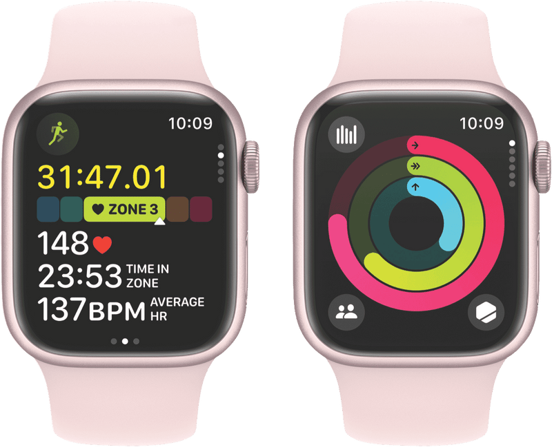 Apple Watch Series 9 GPS 41mm Pink Aluminium Case with Light Pink Sport Band - S/M