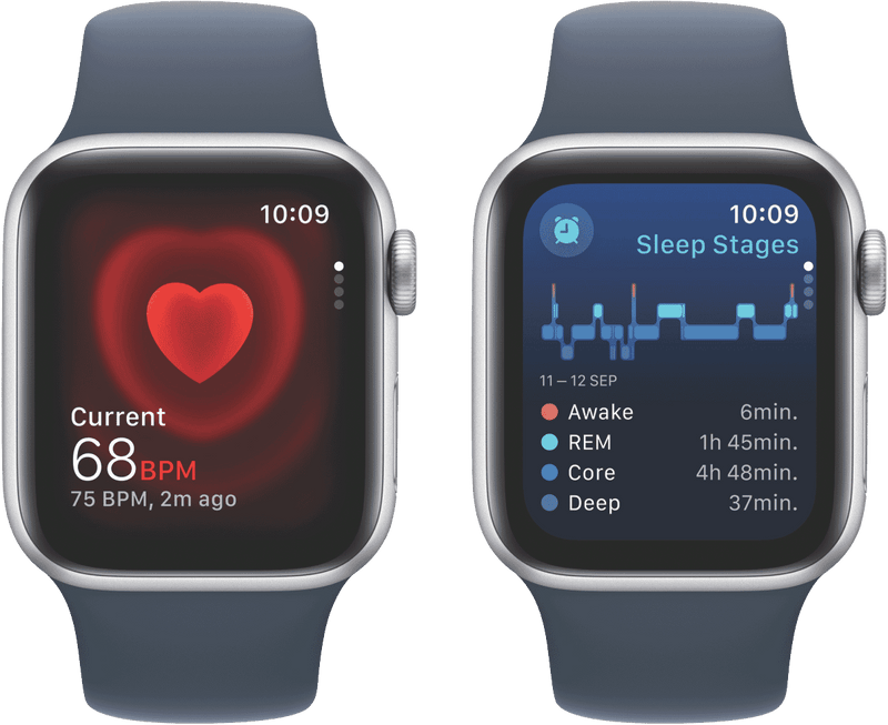 Apple Watch SE GPS 40mm Silver Aluminium Case with Storm Blue Sport Band - S/M