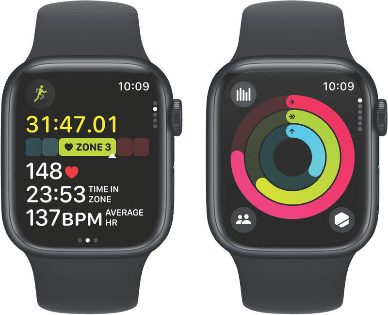 Apple Watch Series9 GPS + Cellular 41mm Midnight Aluminium Case with Midnight Sport Band - S/M