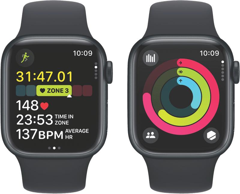 Apple Watch Series9 GPS + Cellular 41mm Midnight Aluminium Case with Midnight Sport Band - S/M