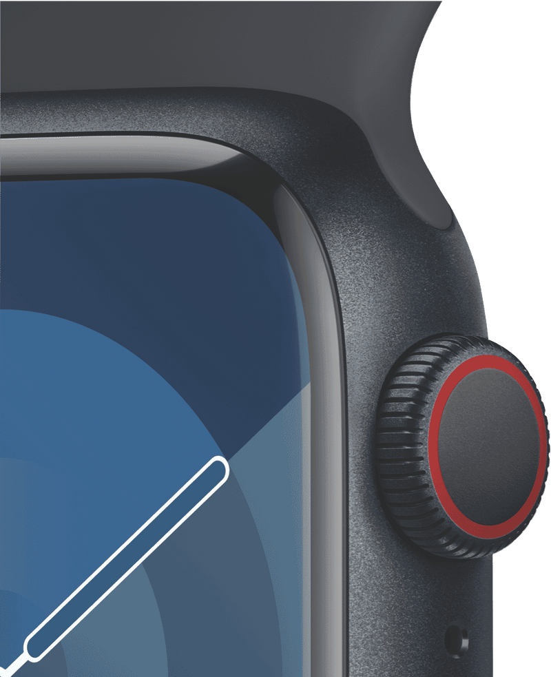 Apple Watch Series9 GPS + Cellular 41mm Midnight Aluminium Case with Midnight Sport Band - S/M