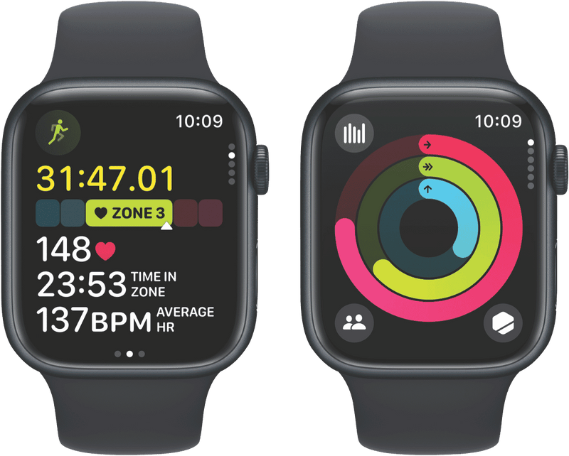 Apple Watch Series9 GPS + Cellular 45mm Midnight Aluminium Case with Midnight Sport Band - M/L