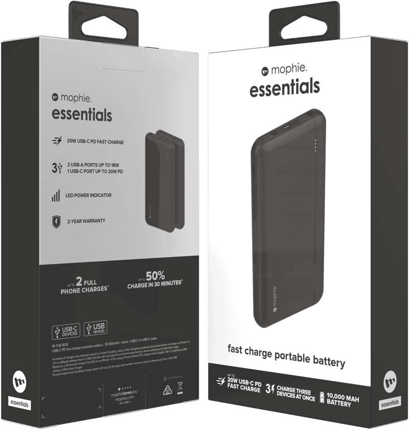 Mophie Essential PowerStation 10K PD 20W-2A1C Black