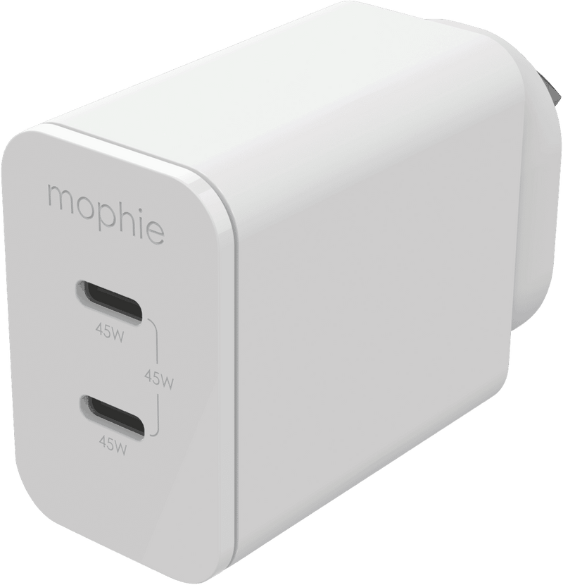 Mophie 45W Dual USB-C GaN Wall Charger PD 2C White