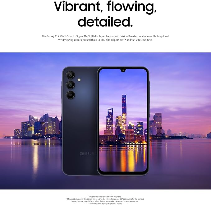 Samsung Galaxy A15 5G Smartphone Factory Unlocked Android Mobile Phone, 128GB, Blue Black